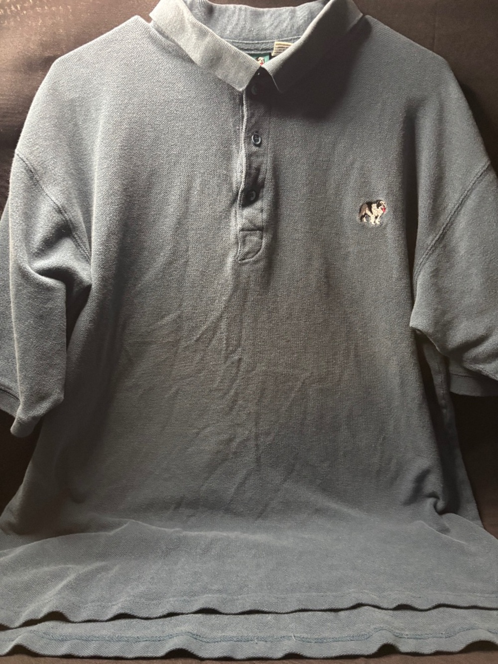 Big Dogs Blue/Green Logo Button Up Polo XL